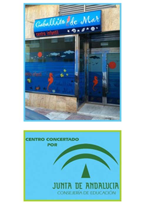 Centro de Educación Infantil Caballito de Mar Fachada de la escuela y logo de junta de Andalucía